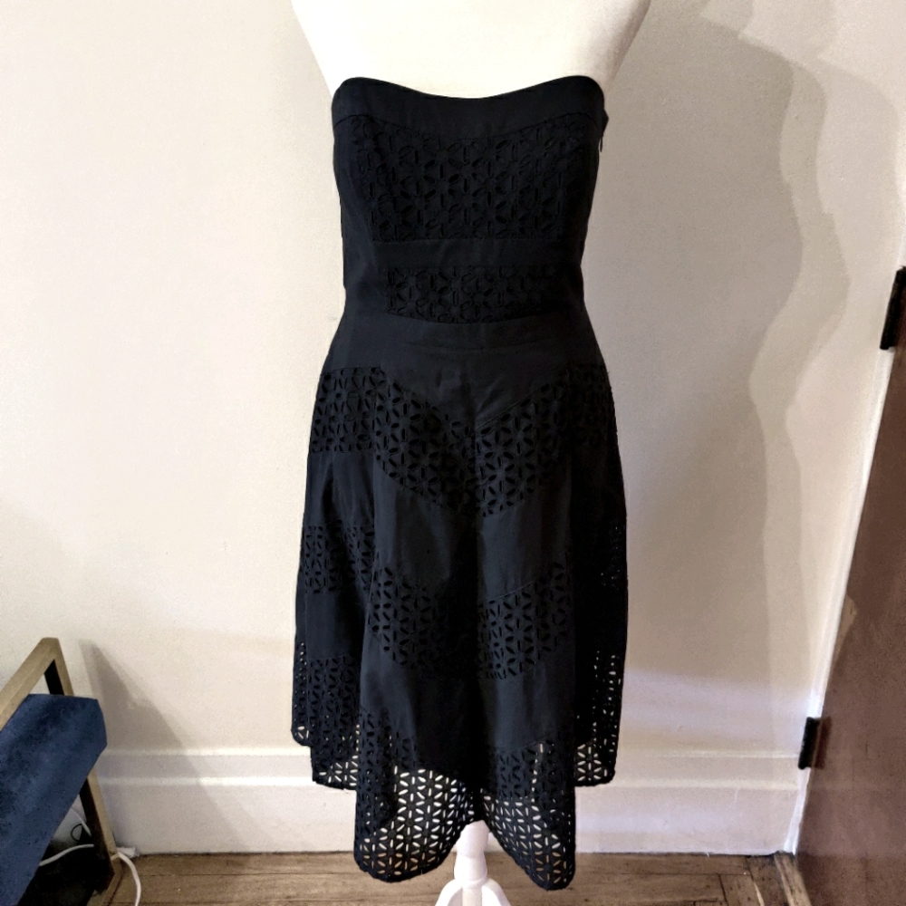 White House Black Market Eyelet Black Dress